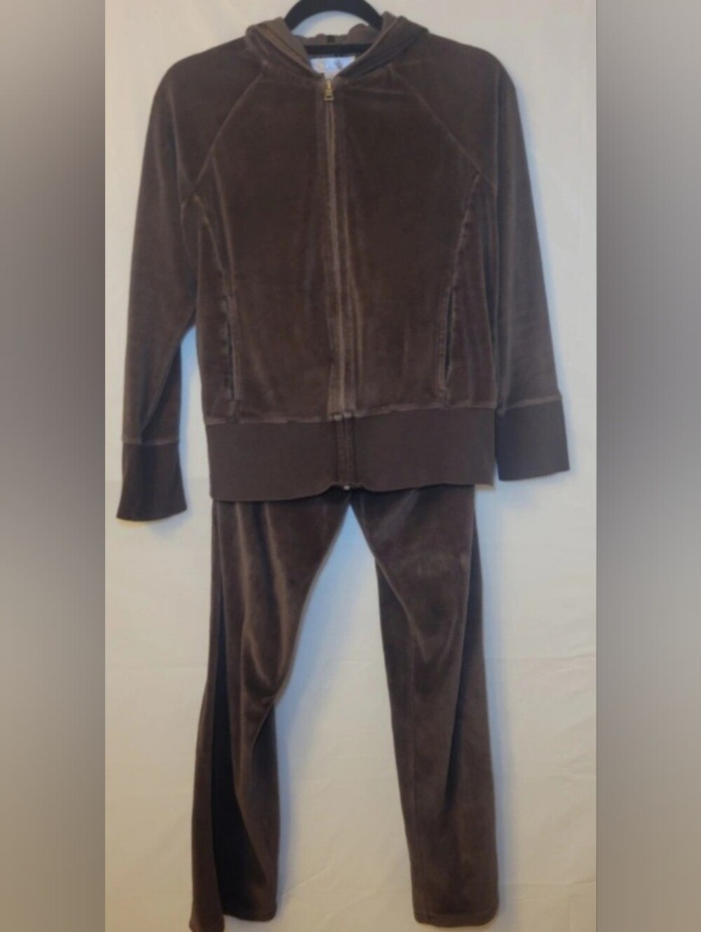 Nine & Co. Brown Velour Track Jacket and Joggers Set